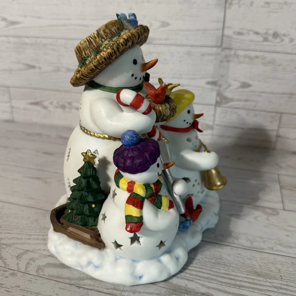 Party Lite Partylite Retired Snowbell 3 Snowman Tealight Candle Holder P7702 NIB
